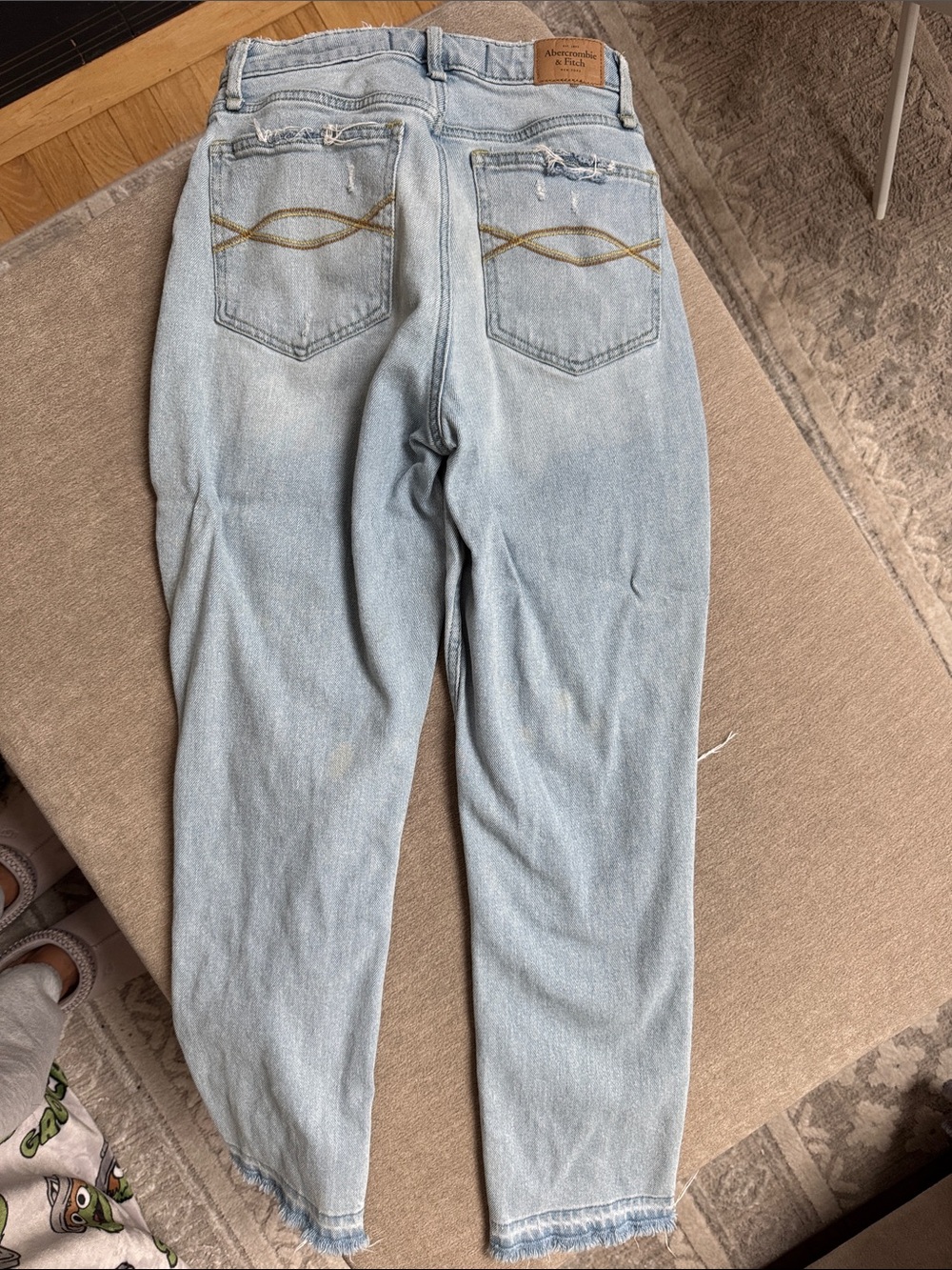 Abercrombie & Fitch Light Blue High-Rise Distressed Jeans